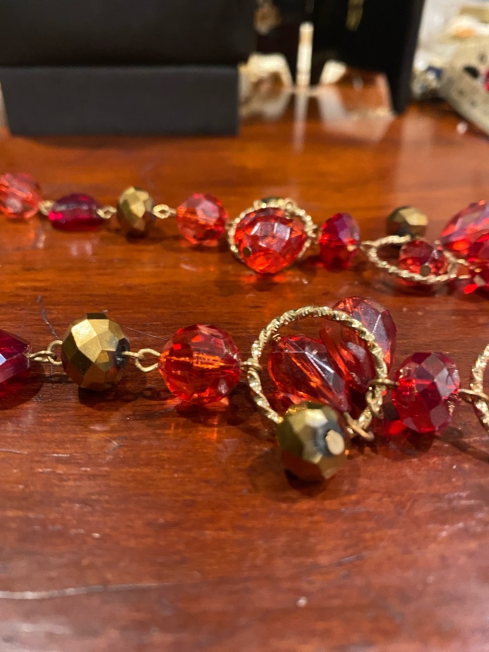 Reddish Pink Beaded Drop Necklace - Women Jewelry - Picture 7 of 10